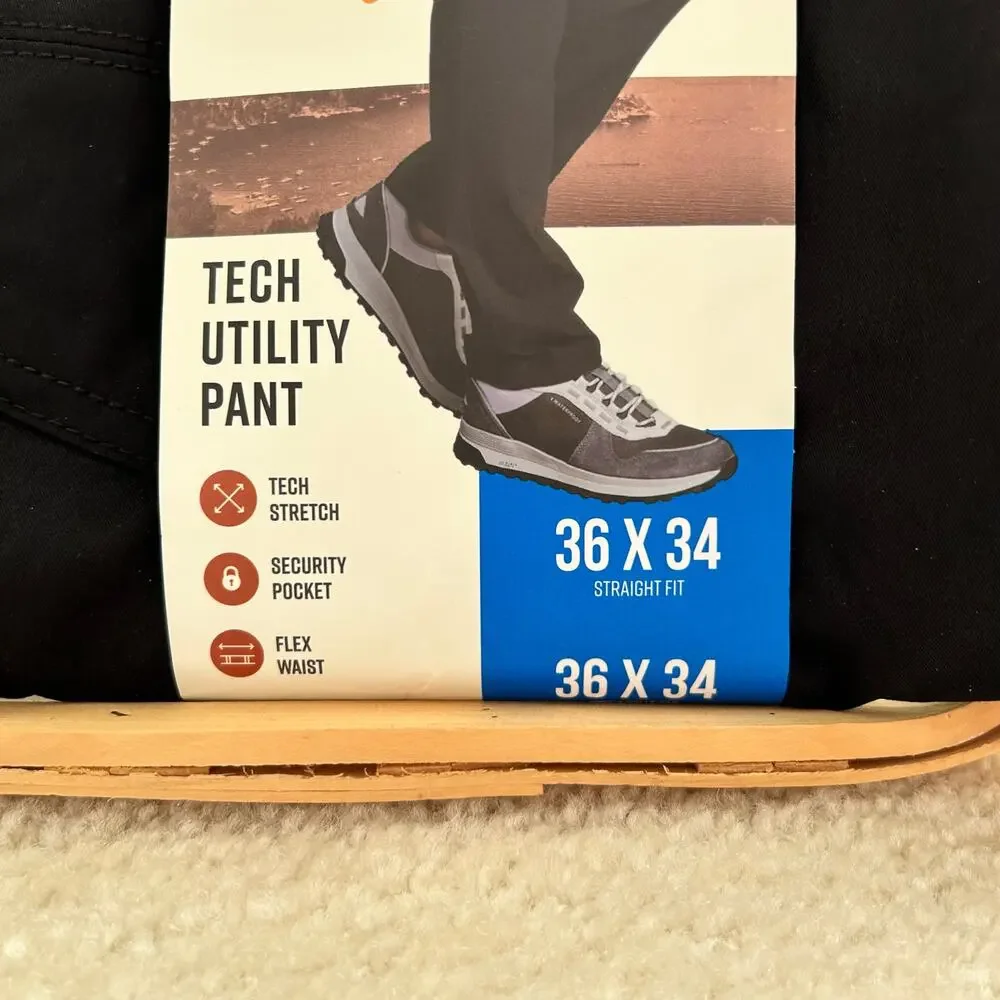 NWT Copper & Oak Men's Tech Utility Pants Straight Fit Black 36 X 34